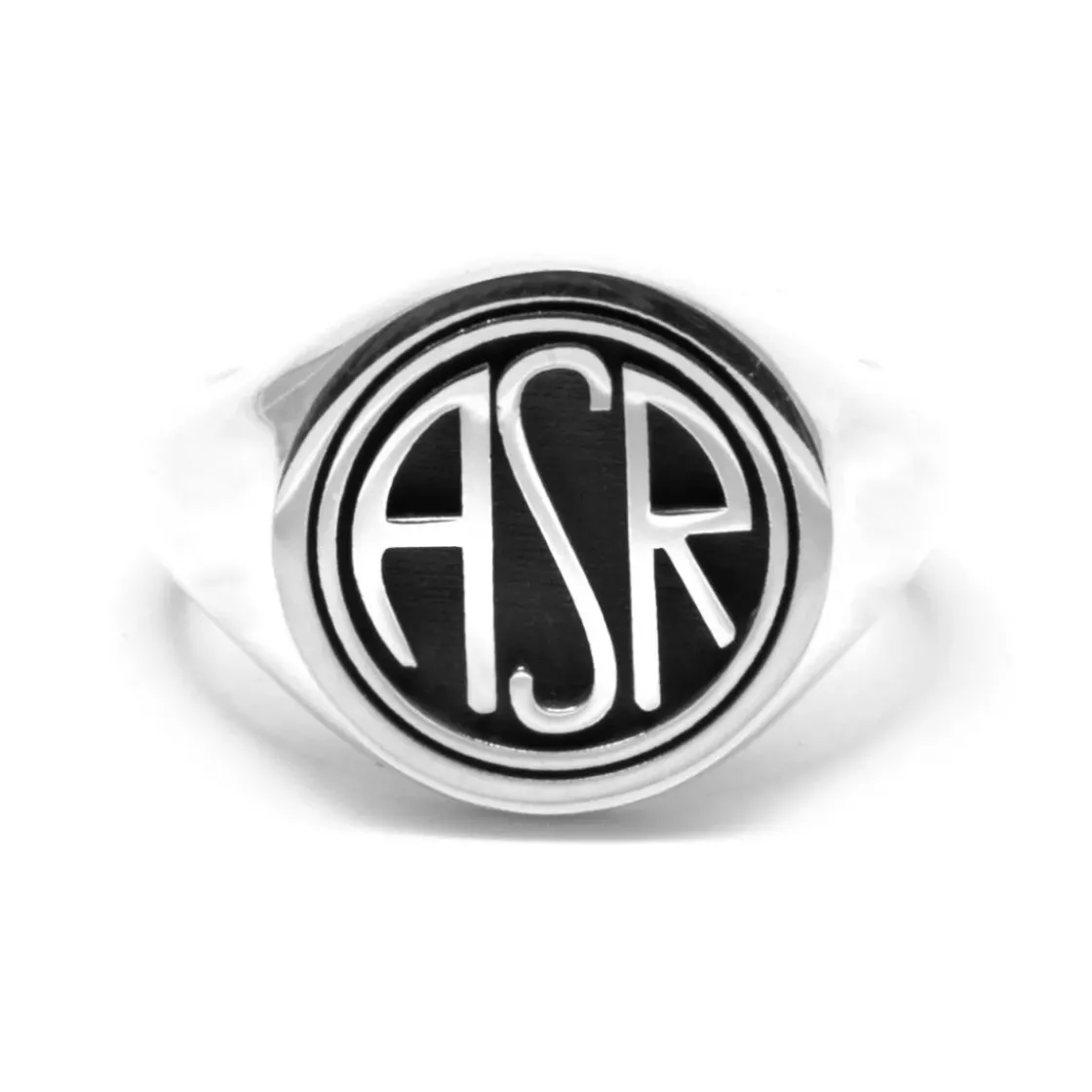 AS Roma Anello Chevalier Sigillo ASR tondo X Nove25, Unisex, Argento Brunito Cheap