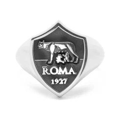 AS Roma Anello Chevalier Sigillo Scudo X Nove25, Unisex, Argento Brunito Outlet