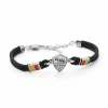 AS Roma Bracciale con placca centrale logo in acciaio anallergico e cordino in tessuto regolabile nero Shop