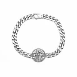 AS Roma Bracciale Grumetta Sigillo ASR tondo X Nove25, Unisex, Argento Brunito Sale