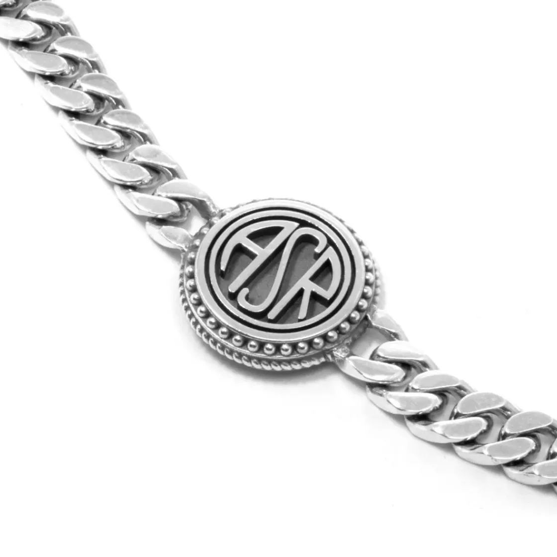 AS Roma Bracciale Grumetta Sigillo ASR tondo X Nove25, Unisex, Argento Brunito Sale