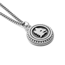 AS Roma Collana Grumetta Pendente Lupa X Nove25, Unisex, Argento Brunito Shop