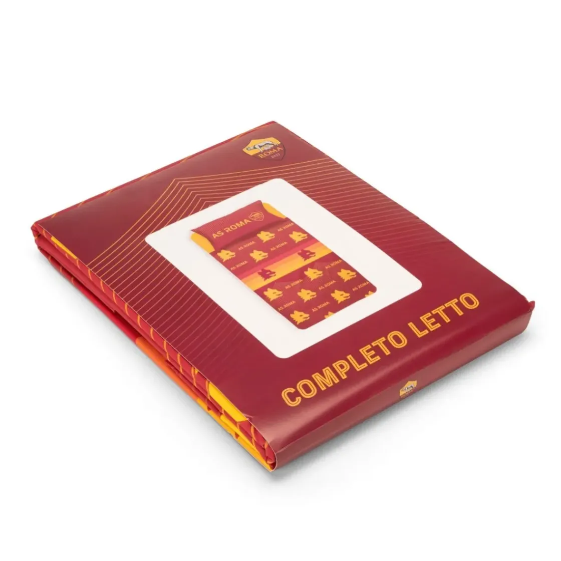 AS Roma Completo da letto ad 1 piazza, set lenzuola e federa con logo lupetto – giallo-rosso Best