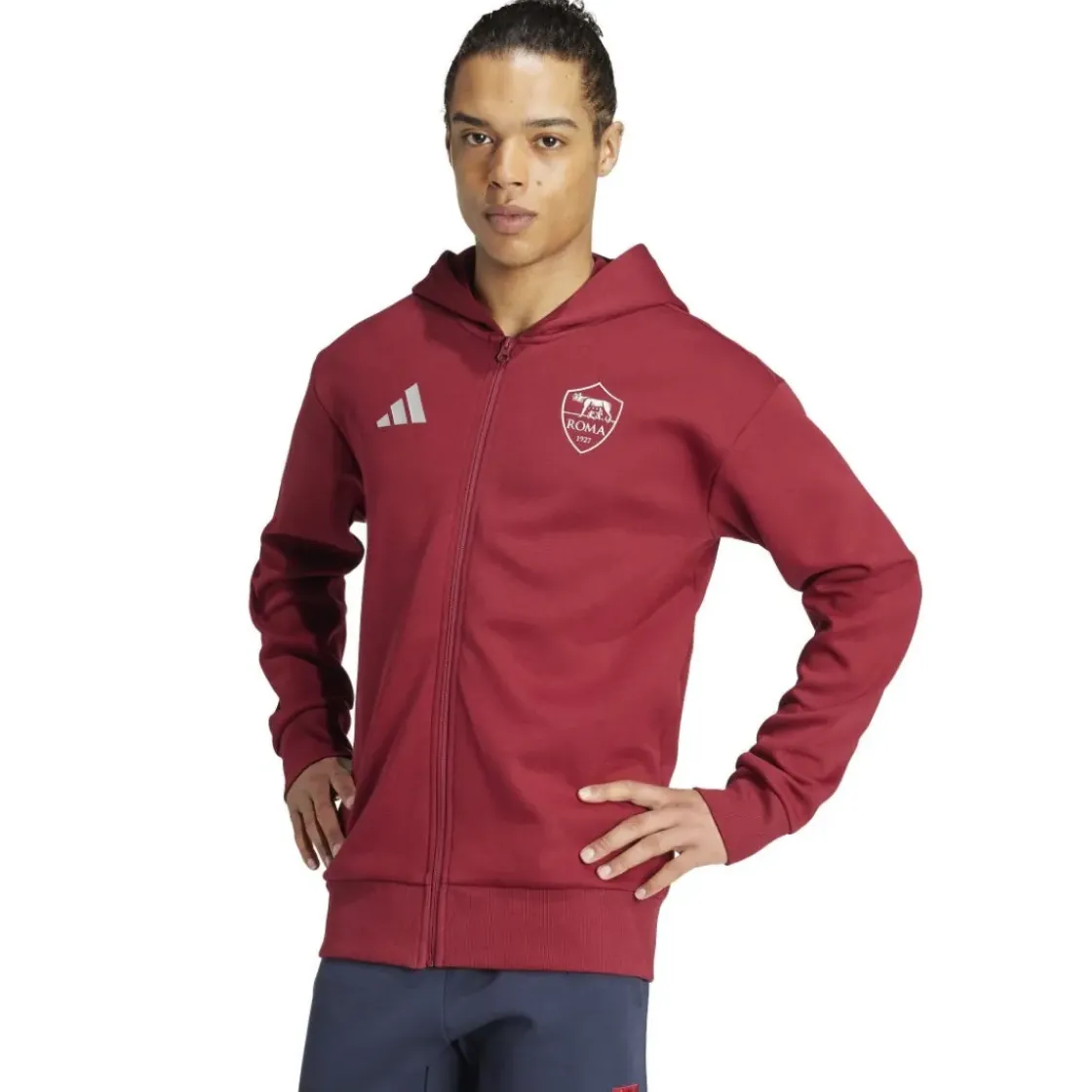 AS Roma Felpa con Zip , Uomo, Rosso Cheap