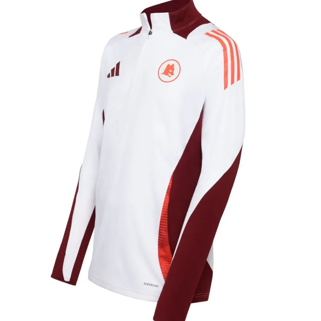 AS Roma Felpa da allenamento con zip a metà, Bianco Fashion
