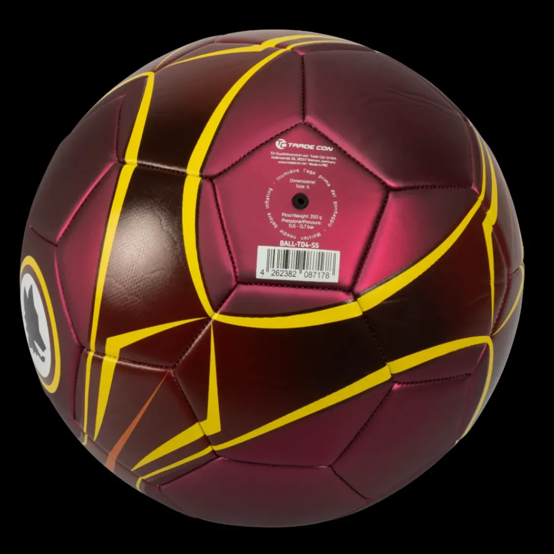AS Roma Pallone da calcio finitura metallizata e Logo Lupo, Taglia 5 Cheap