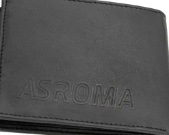 AS Roma Portafoglio in vera pelle ASR, Uomo, Nero Sale