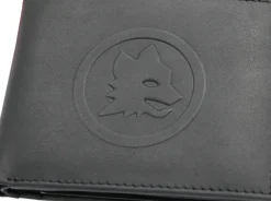 AS Roma Portafoglio in vera pelle con logo Lupetto, Uomo, Nero Store