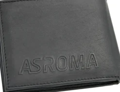 AS Roma Portafoglio in vera pelle con logo Lupetto, Uomo, Nero Store