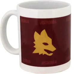 AS Roma Tazza in Ceramica Bordeaux con Logo Testa Lupa Gialla Hot