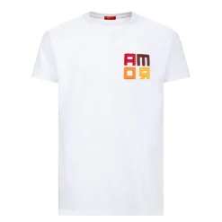AS Roma T-shirt logo grande ricamato ROMAMOR, Adulto, Bianco New