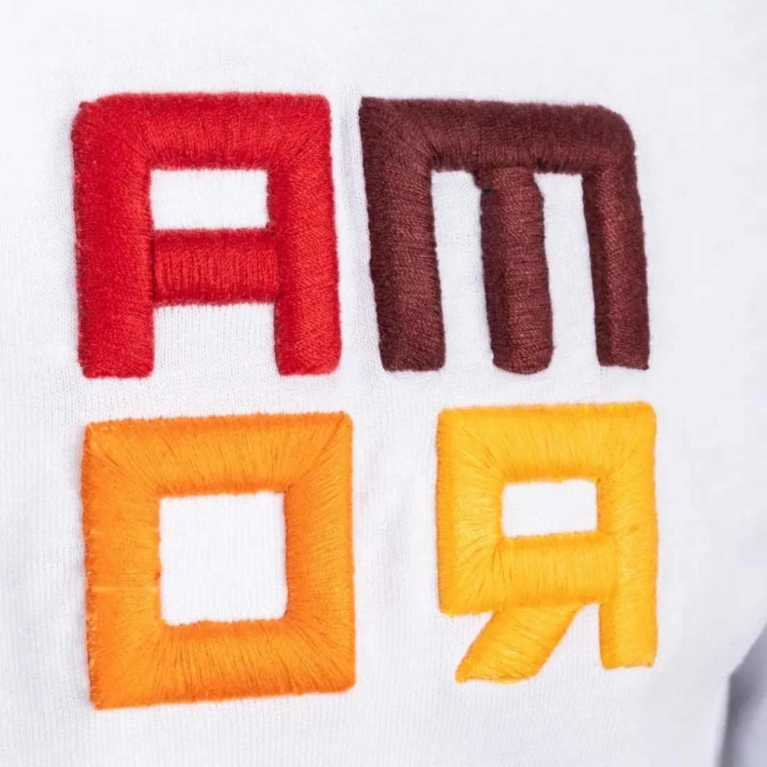 AS Roma T-shirt logo grande ricamato ROMAMOR, Adulto, Bianco New