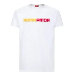 AS Roma T-shirt logo ricamato ROMAMOR, Adulto, Bianco New