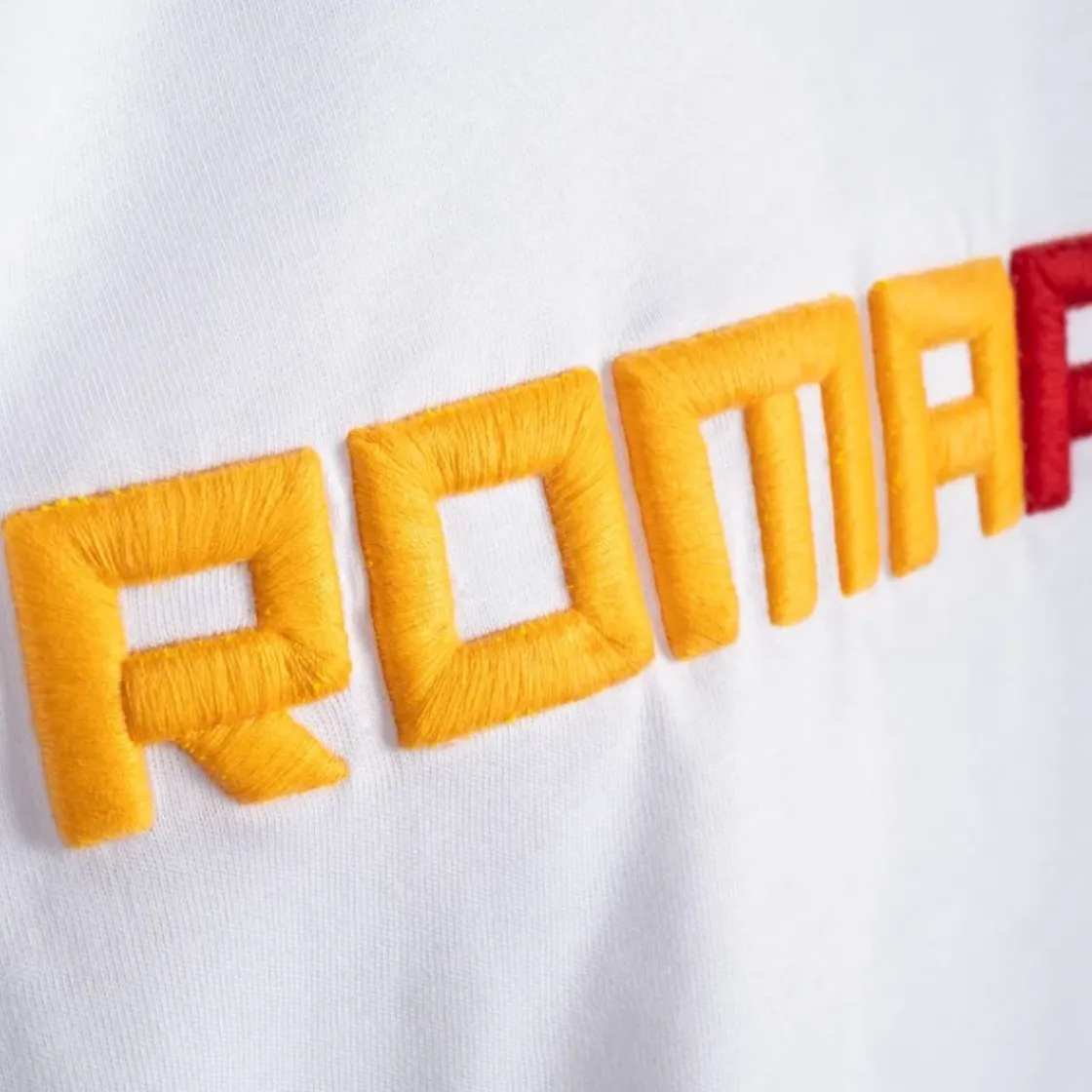 AS Roma T-shirt logo ricamato ROMAMOR, Adulto, Bianco New