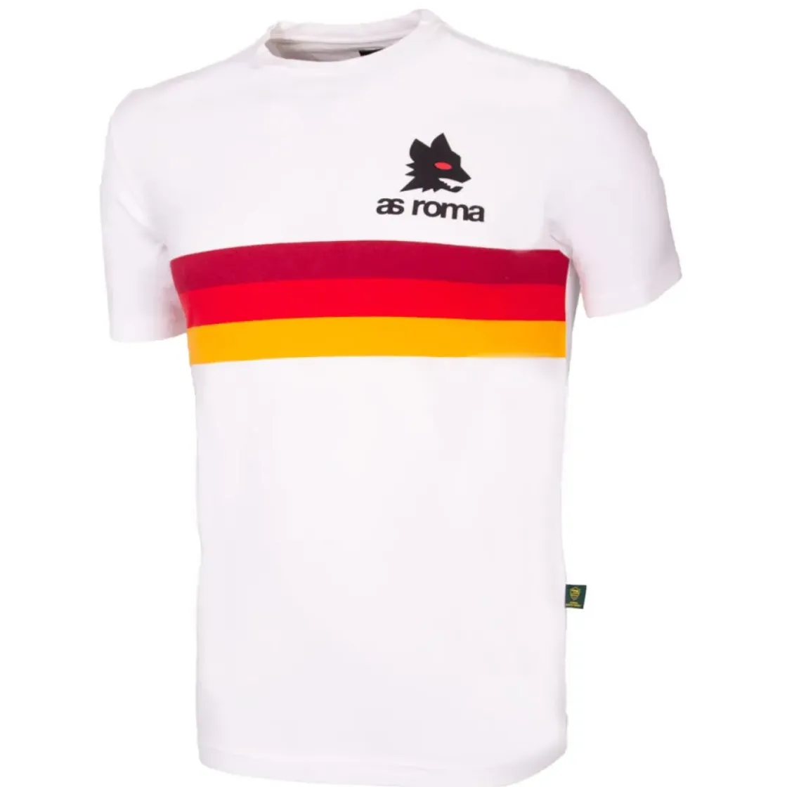 AS Roma T-shirt retrò righe e logo lupetto, Adulto, Bianco Flash Sale